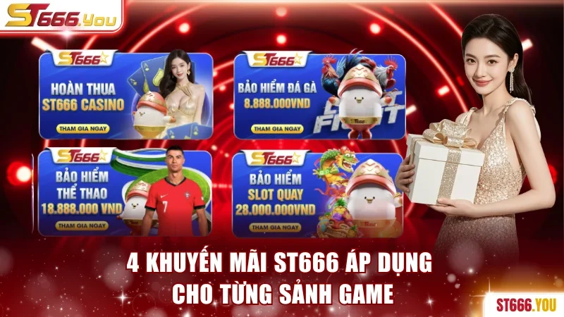 4 khuyến mãi ST666 áp dụng cho từng sảnh game